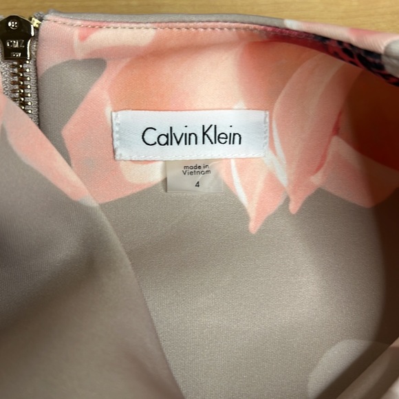 NWOT Calvin Klein Sleeveless Khaki and Pink Floral Sheath Dress Size 4 - Picture 8 of 12